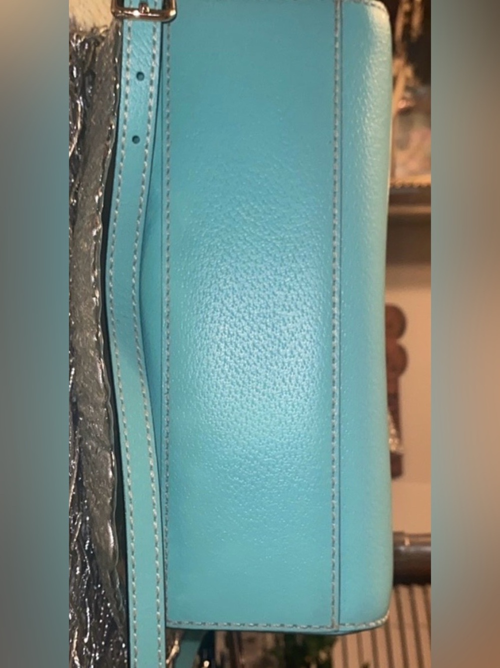 Kate Spade Wellesley Quinn Tiffany Blue Cowhide Leather Satchel/Crossbody - EUC - Picture 7 of 13